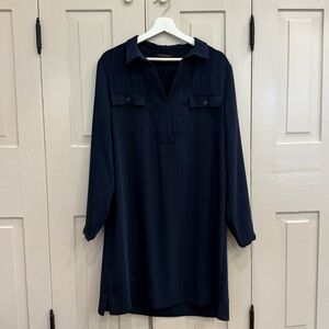 Banana Republic‎ Blue Polo Collar Long Sleeve Dress